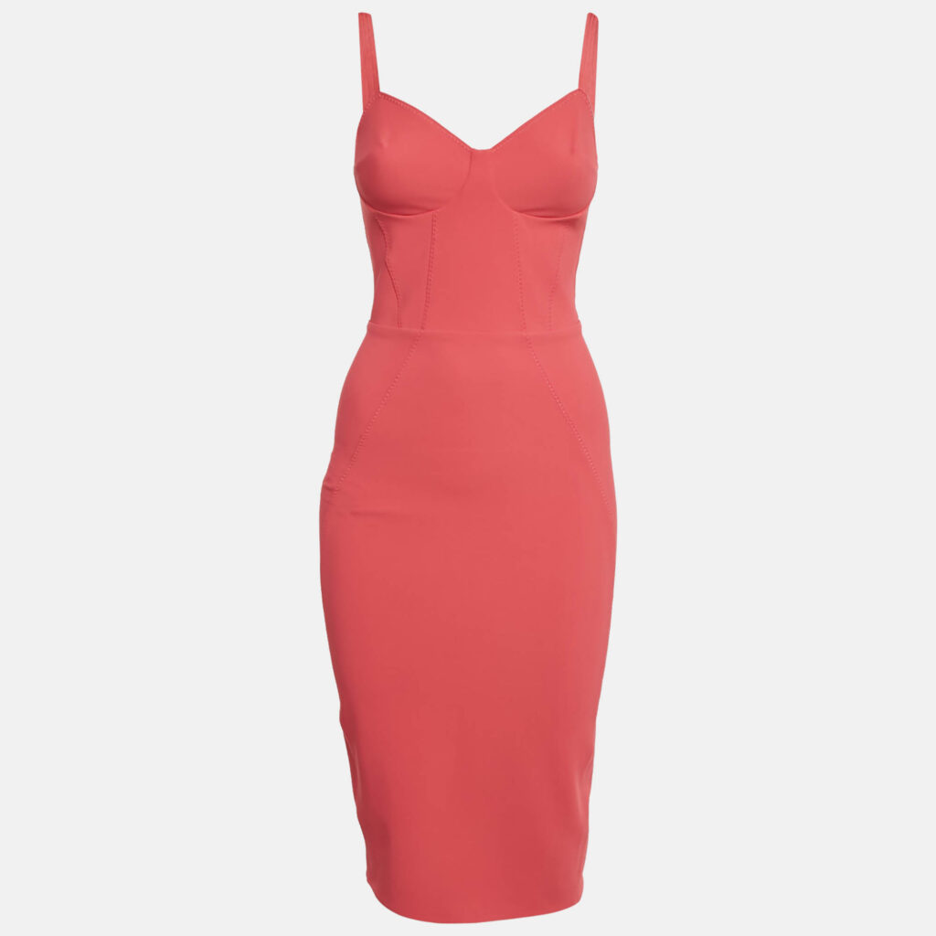Elisabetta Franchi Fuchsia Pink Crepe Sleeveless Knee-Length Dress S