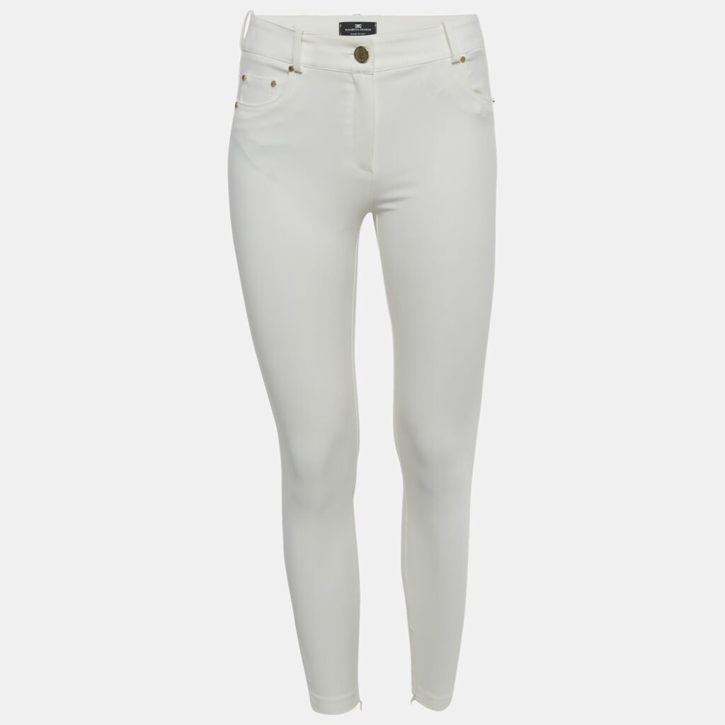Elisabetta Franchi White Nylon Slim Fit Trousers M Elisabetta Franchi White Nylon Slim Fit Trousers M