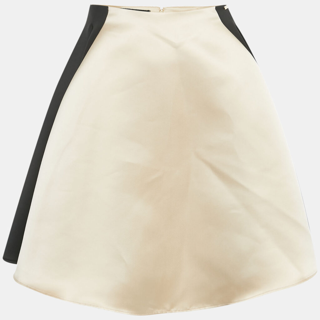 Elisabetta Franchi Black/Cream Satin Pleated Skirt M