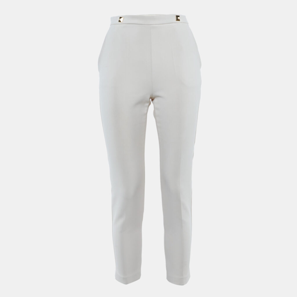 Elisabetta Franchi Cream Crepe Tailored Trousers S Elisabetta Franchi Cream Crepe Tailored Trousers S