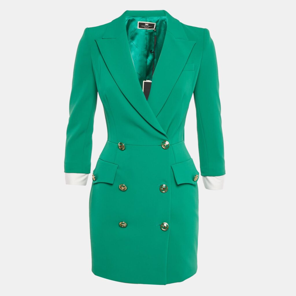 luxury-women-elisabetta-franchi-used-clothes-p1225056-001.jpg Elisabetta Franchi Green Crepe Blazer Dress S