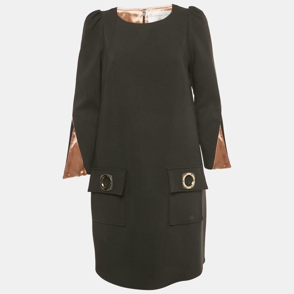 Elisabetta Franchi Black Crepe Passepartout Dress M