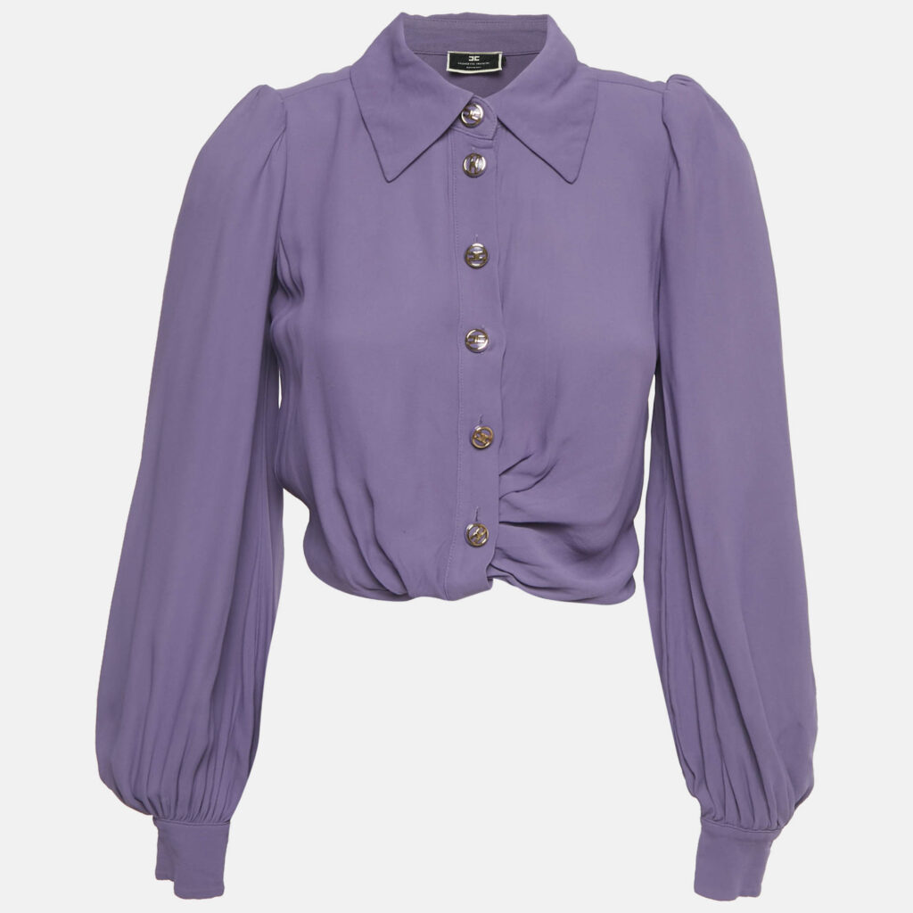 luxury-women-elisabetta-franchi-used-clothes-p1240736-006.jpg Elisabetta Franchi Purple Crepe Knot Detail Cropped Blouse S