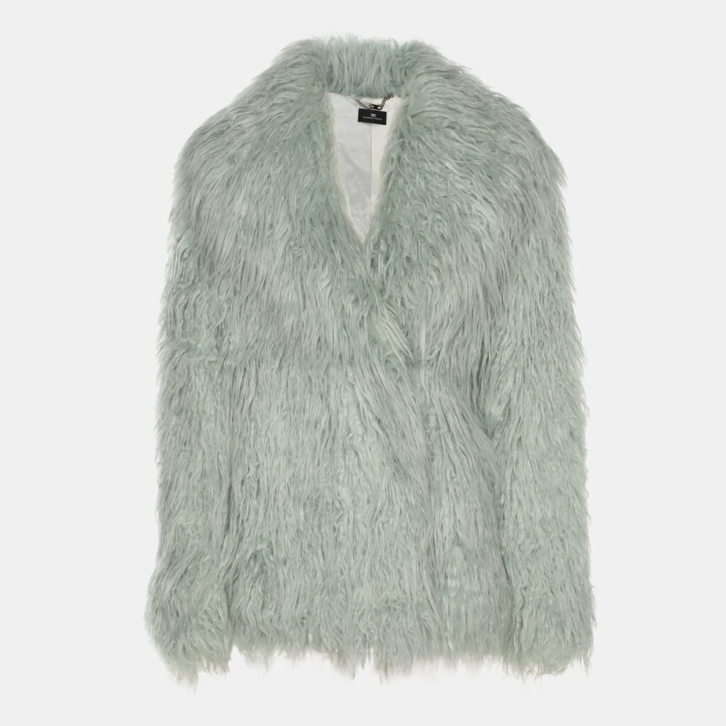 Elisabetta Franchi Mint Faux Fur Blazer S Elisabetta Franchi Mint Faux Fur Blazer S