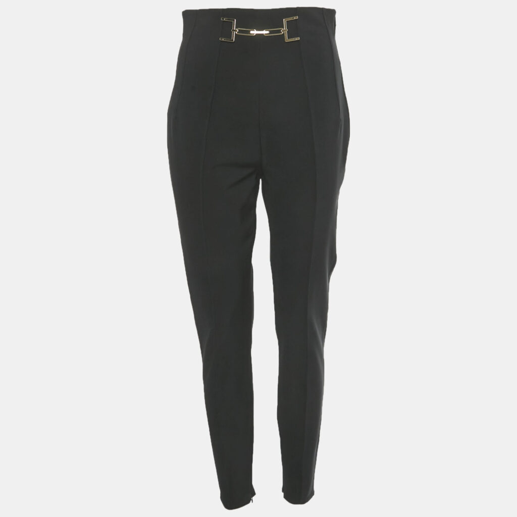 luxury-women-elisabetta-franchi-used-clothes-p1245644-001-1.jpg Elisabetta Franchi Black Gabardine Waist Detail Trousers L