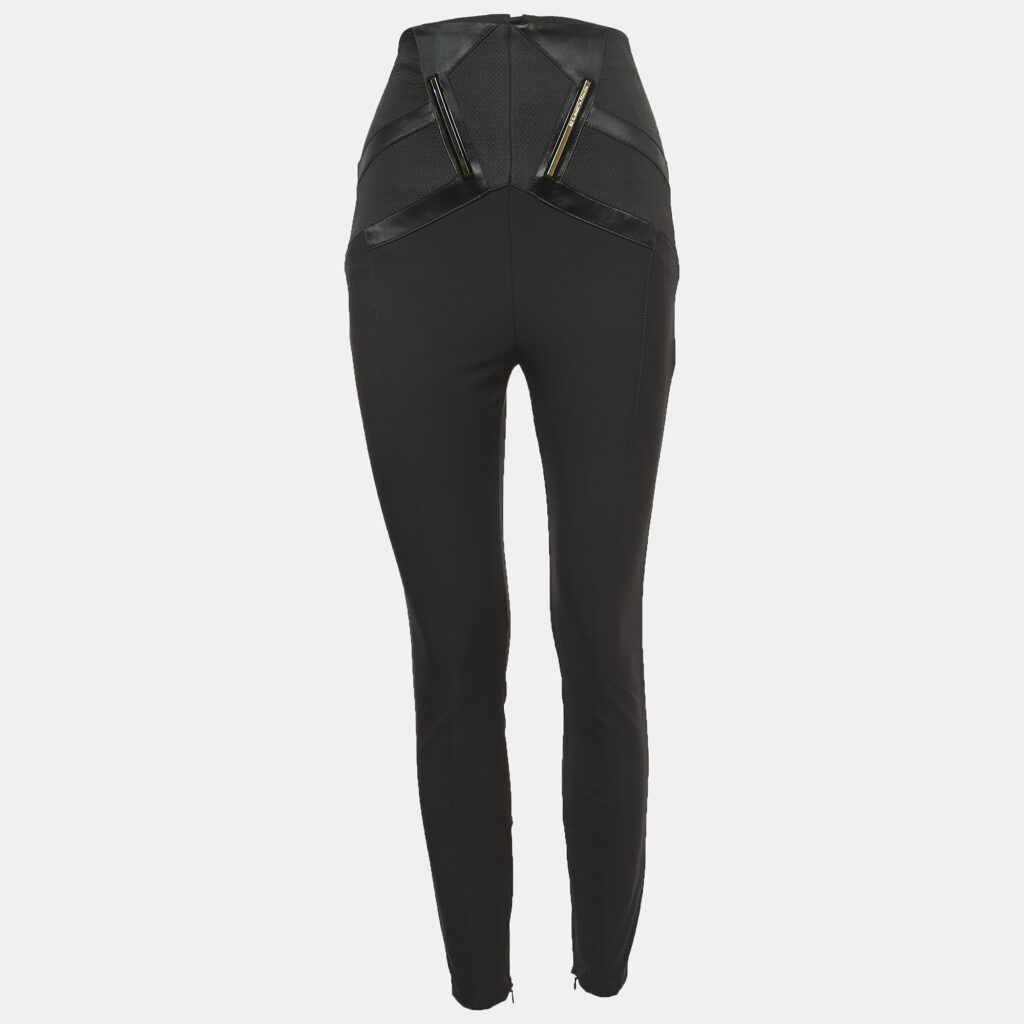 Elisabetta Franchi Black Stretch Crepe High Waist Skinny Trousers S Elisabetta Franchi Black Stretch Crepe High Waist Skinny Trousers S
