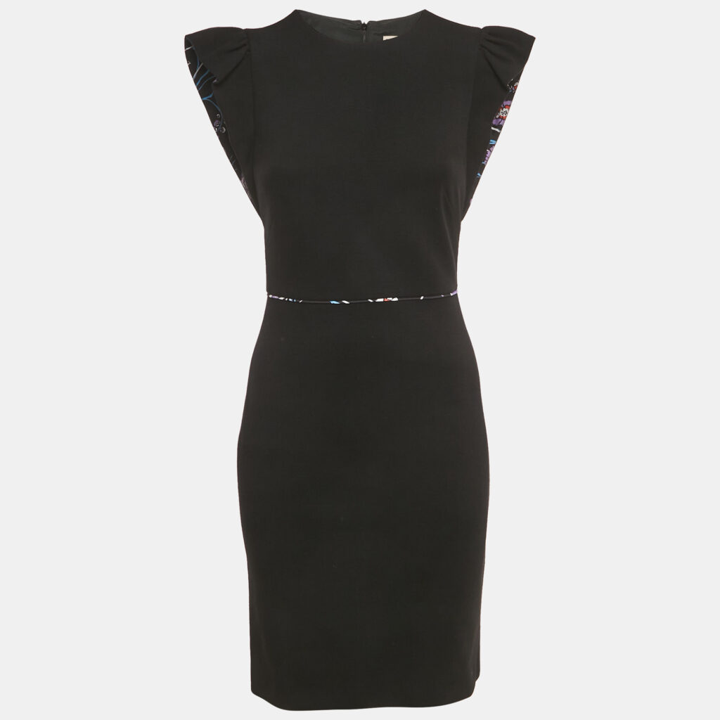 Emilio Pucci Black Jersey Ruffle Detail Bodycon Mini Dress S Emilio Pucci Black Jersey Ruffle Detail Bodycon Mini Dress S
