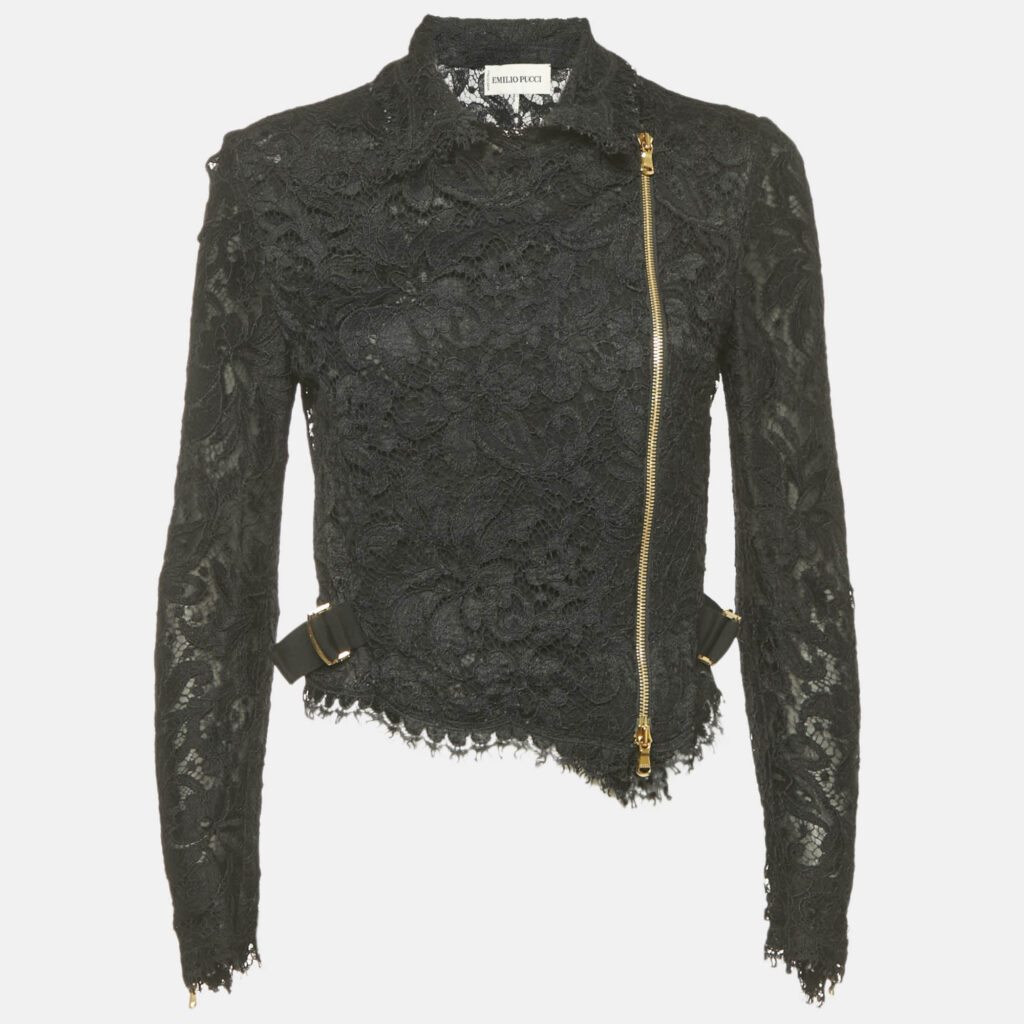Emilio Pucci Black Lace Zip-Up Jacket M Emilio Pucci Black Lace Zip-Up Jacket M