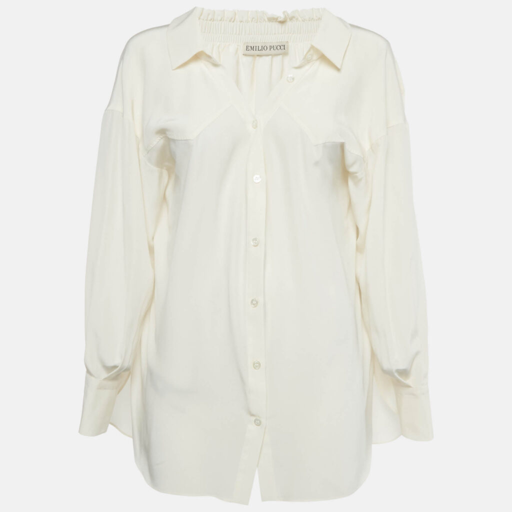 Emilio Pucci Off-White Silk Button Front Blouse M