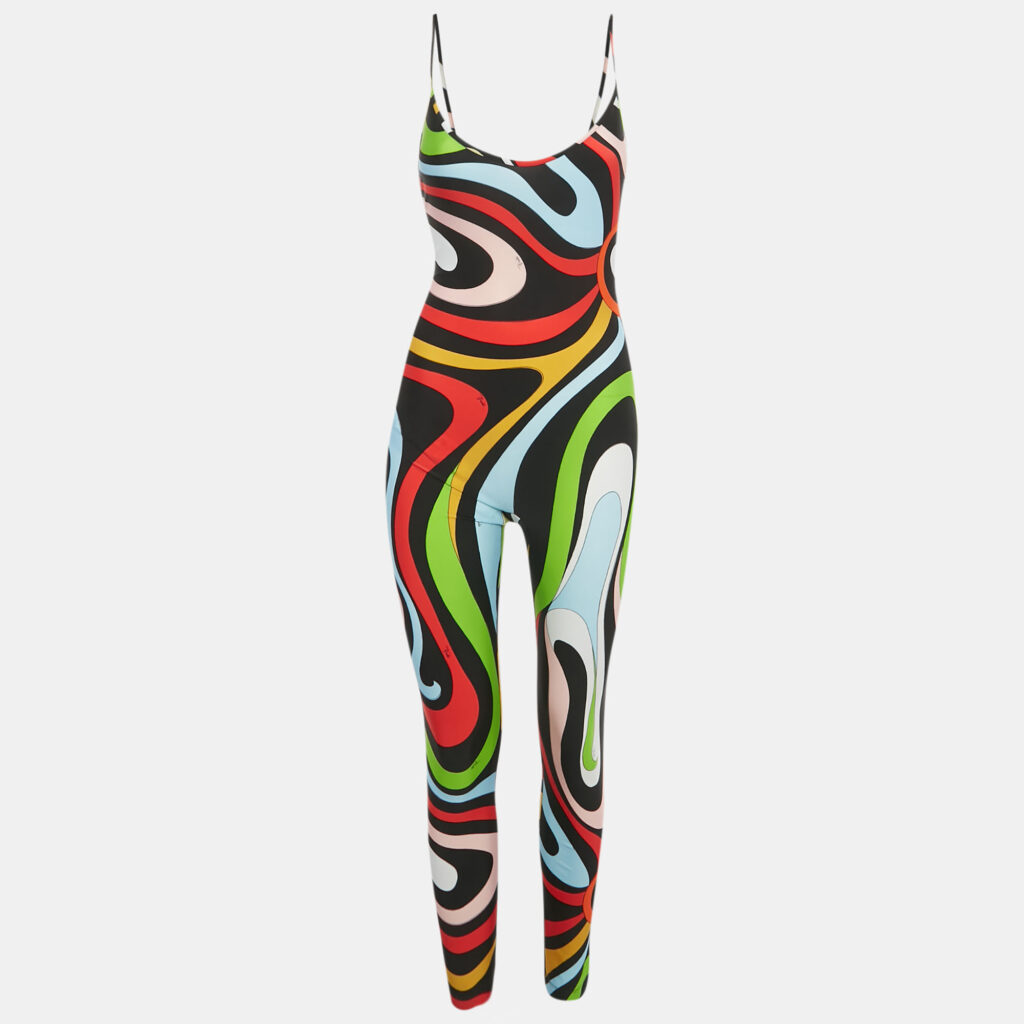 Emilio Pucci Black Printed Jersey Sleeveless Jumpsuit XS