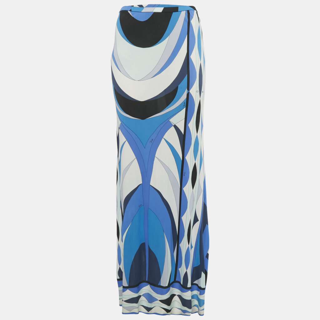 Emilio Pucci Blue Printed Jersey Maxi Dress L Emilio Pucci Blue Printed Jersey Maxi Dress L