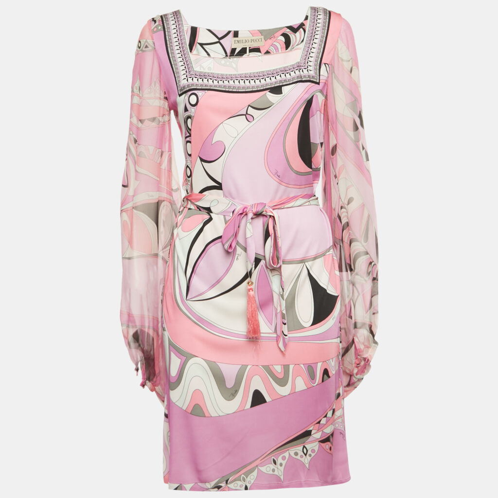 Emilio Pucci Pink Printed Silk Mini Dress M