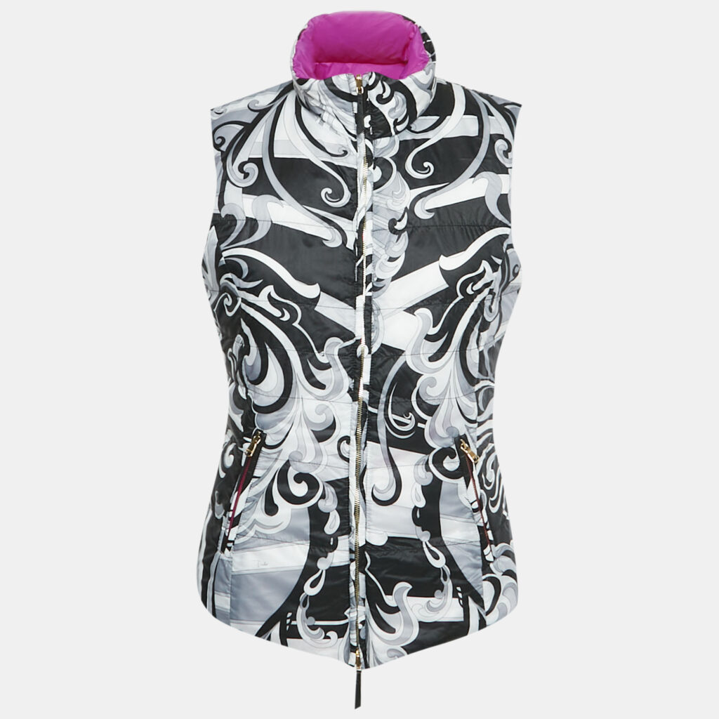 Emilio Pucci Purple/Black Printed Nylon Down Vest M Emilio Pucci Purple/Black Printed Nylon Down Vest M