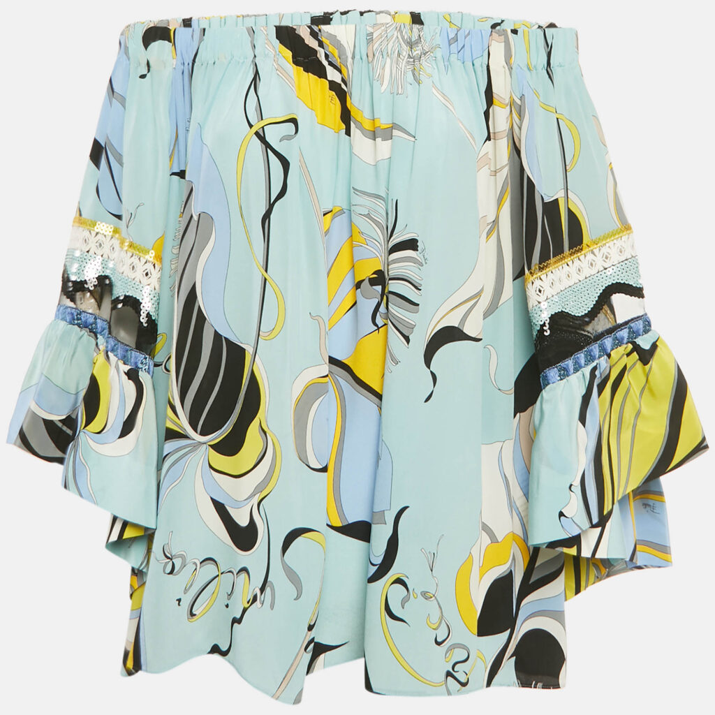 Emilio Pucci Blue Printed Silk Blouse M