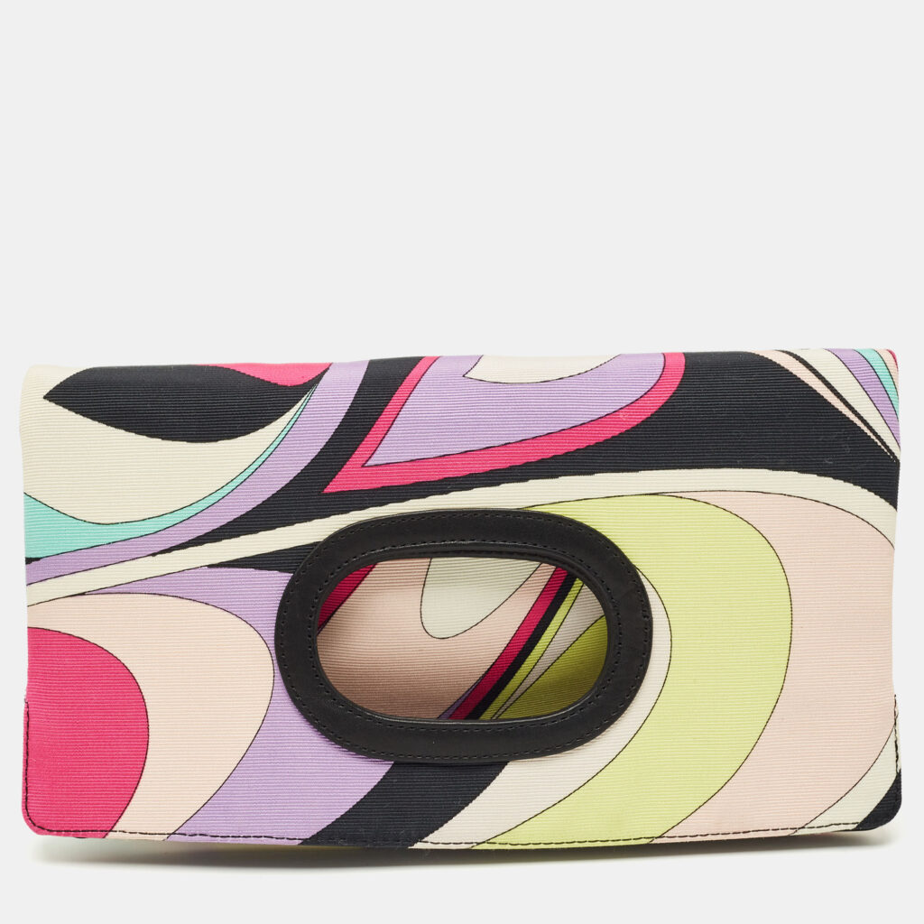 Emilio Pucci Multicolor Fabric Fold Over Clutch Emilio Pucci Multicolor Fabric Fold Over Clutch