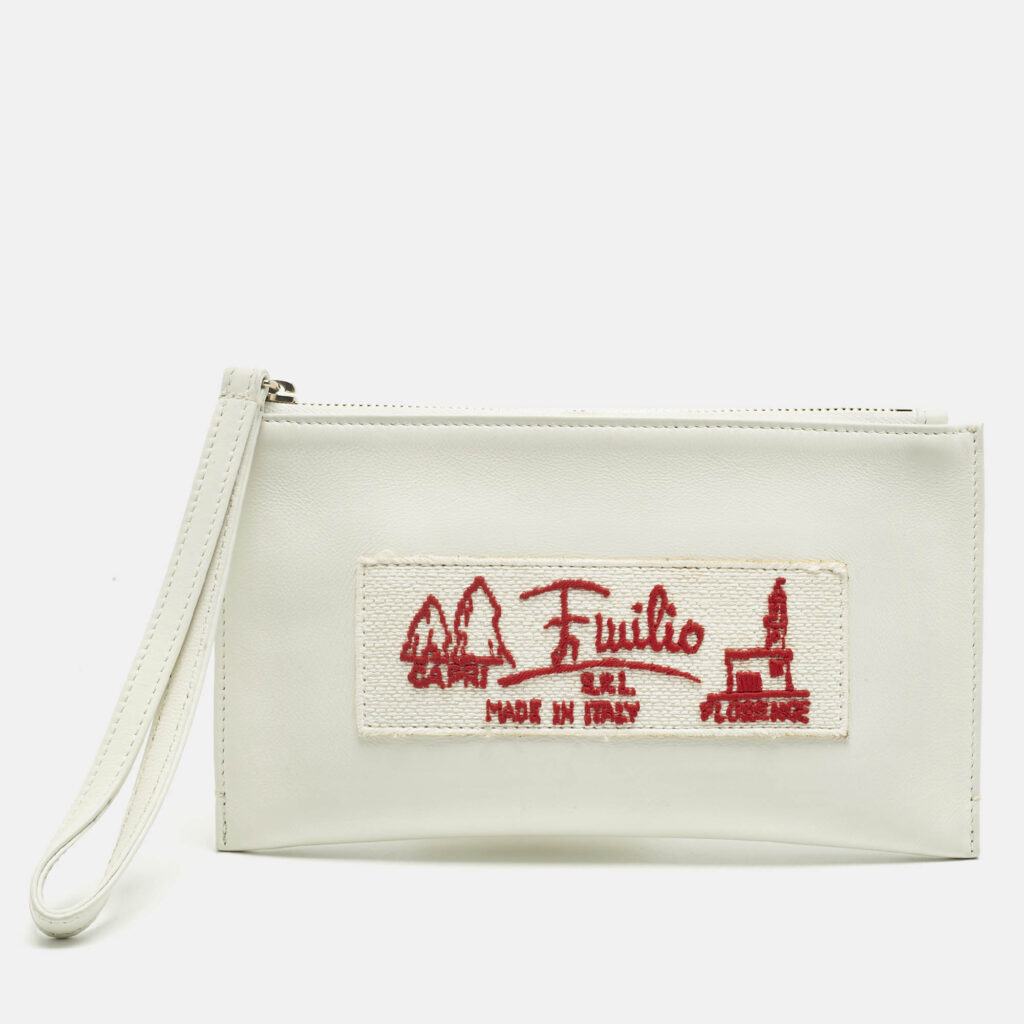 luxury-women-emilio-pucci-used-handbags-p1242180-013.jpg Emilio Pucci White Leather Wristlet Zip Pouch