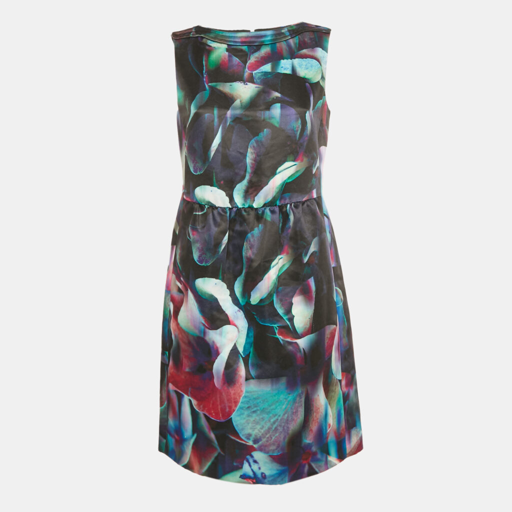 Emporio Armani Multicolor Digital Print Satin Sleeveless Dress M