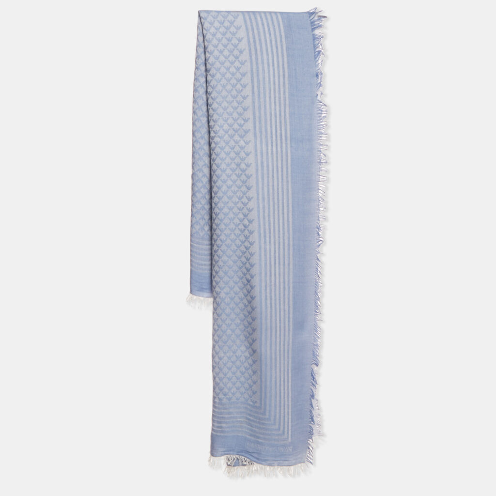 Emporio Armani Blue Monogram Modal Scarf Emporio Armani Blue Monogram Modal Scarf
