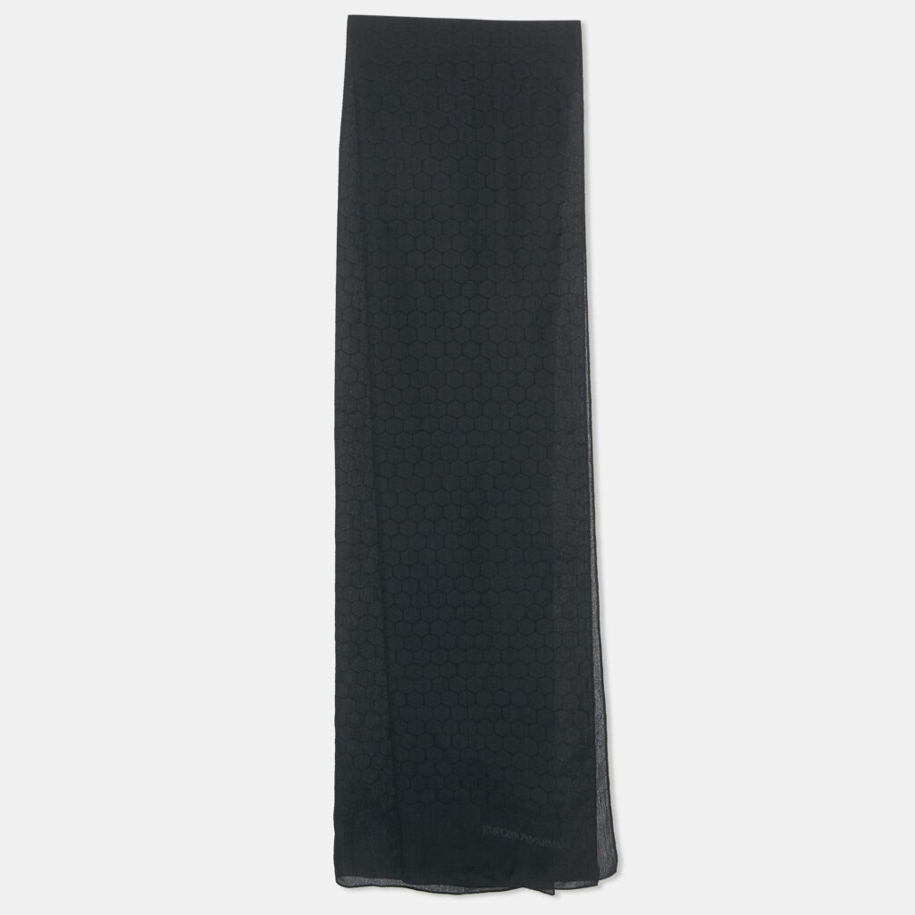 Emporio Armani Navy Blue Honeycomb Pattern Silk Scarf Emporio Armani Navy Blue Honeycomb Pattern Silk Scarf