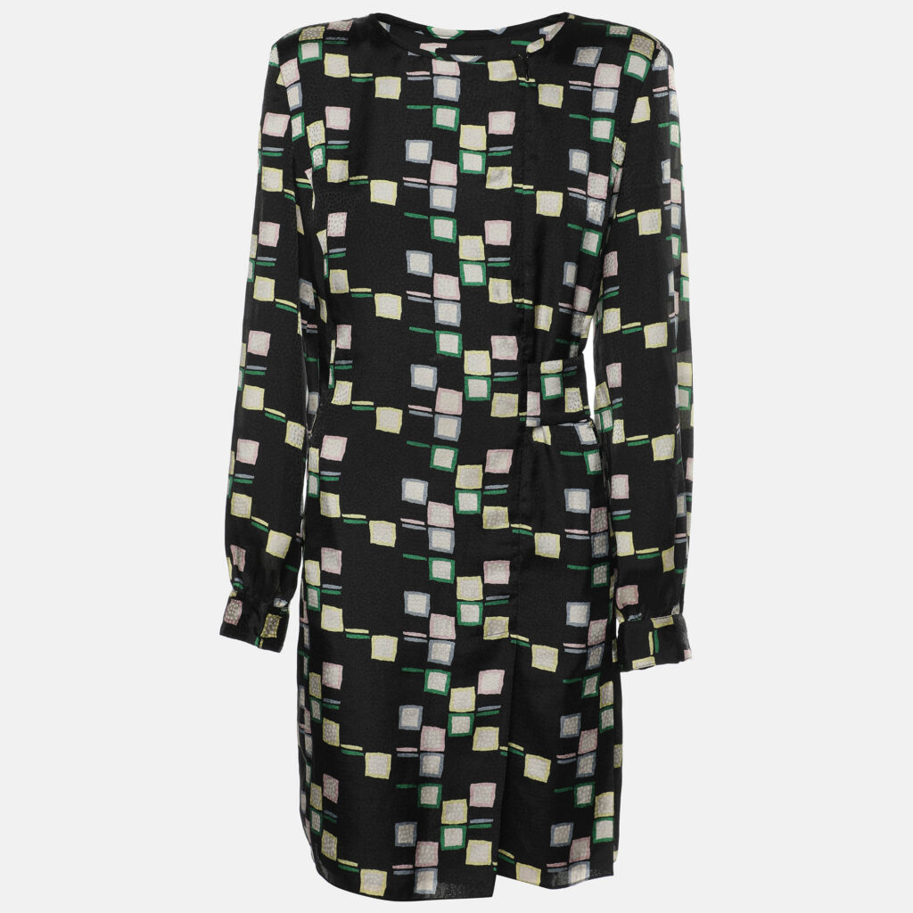 Emporio Armani Black Printed Crepe Mini Dress M Emporio Armani Black Printed Crepe Mini Dress M