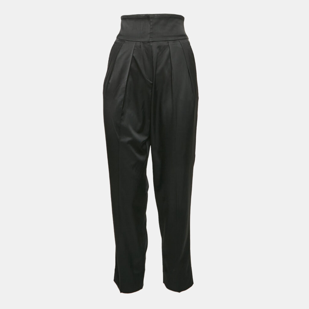 Emporio Armani Black Satin Pleated Trousers XS Emporio Armani Black Satin Pleated Trousers XS