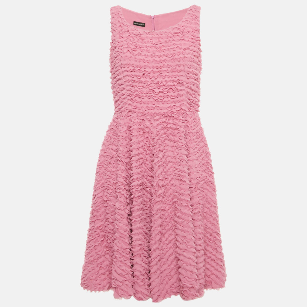 Emporio Armani Pink Pleated Chiffon Short Dress M Emporio Armani Pink Pleated Chiffon Short Dress M