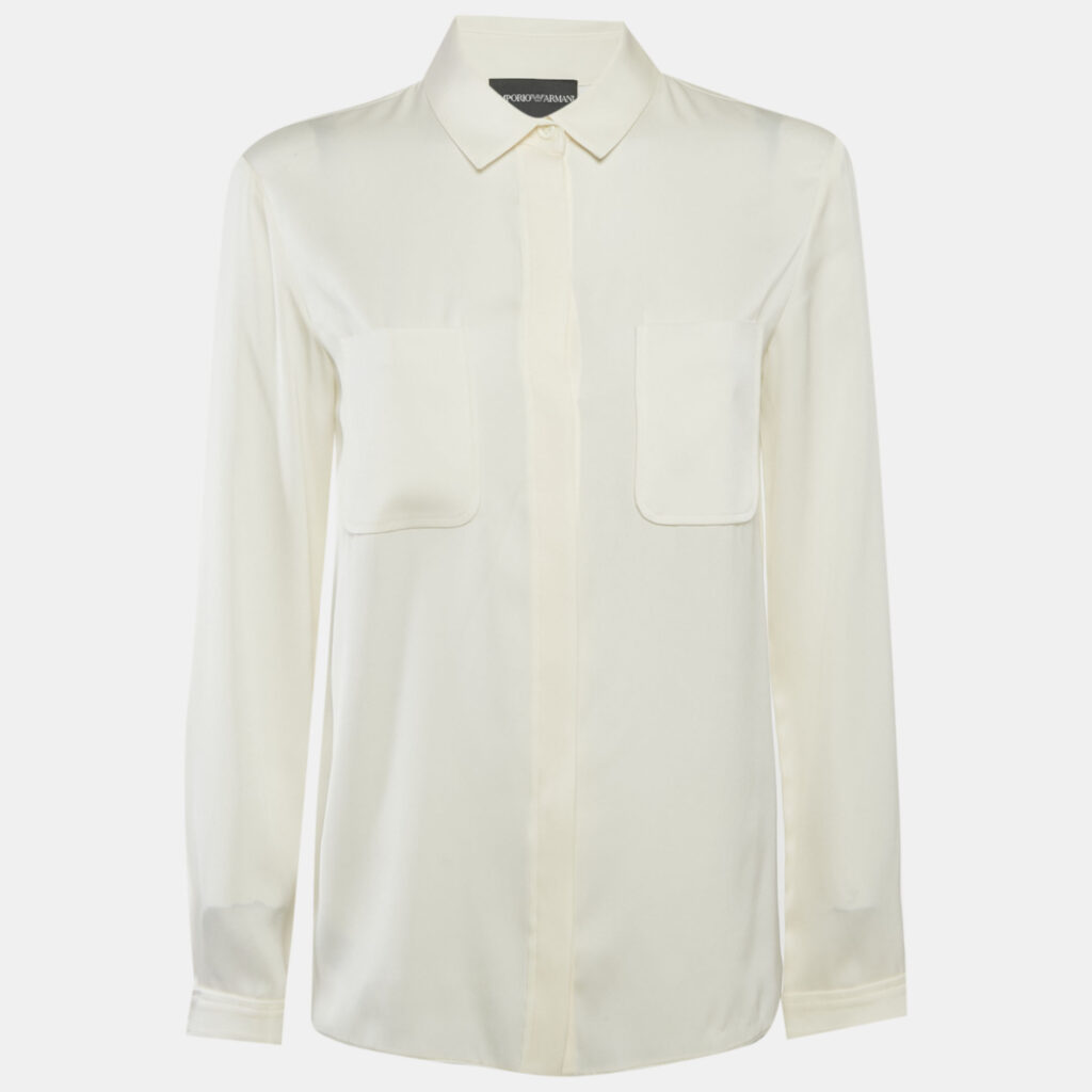 Emporio Armani Cream Silk Shirt S