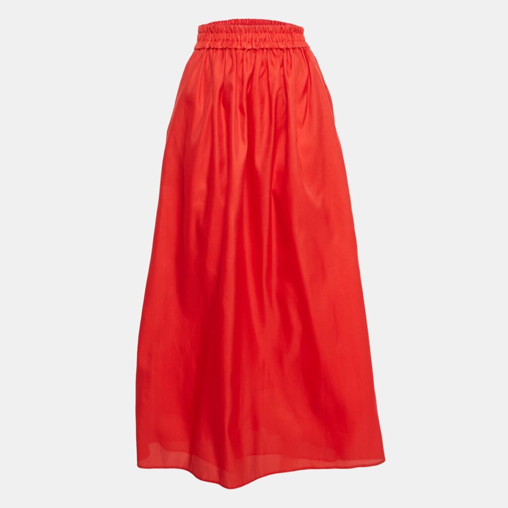 luxury-women-emporio-armani-used-clothes-p1236498-001.jpg Emporio Armani Red Silk Blend Maxi Skirt M