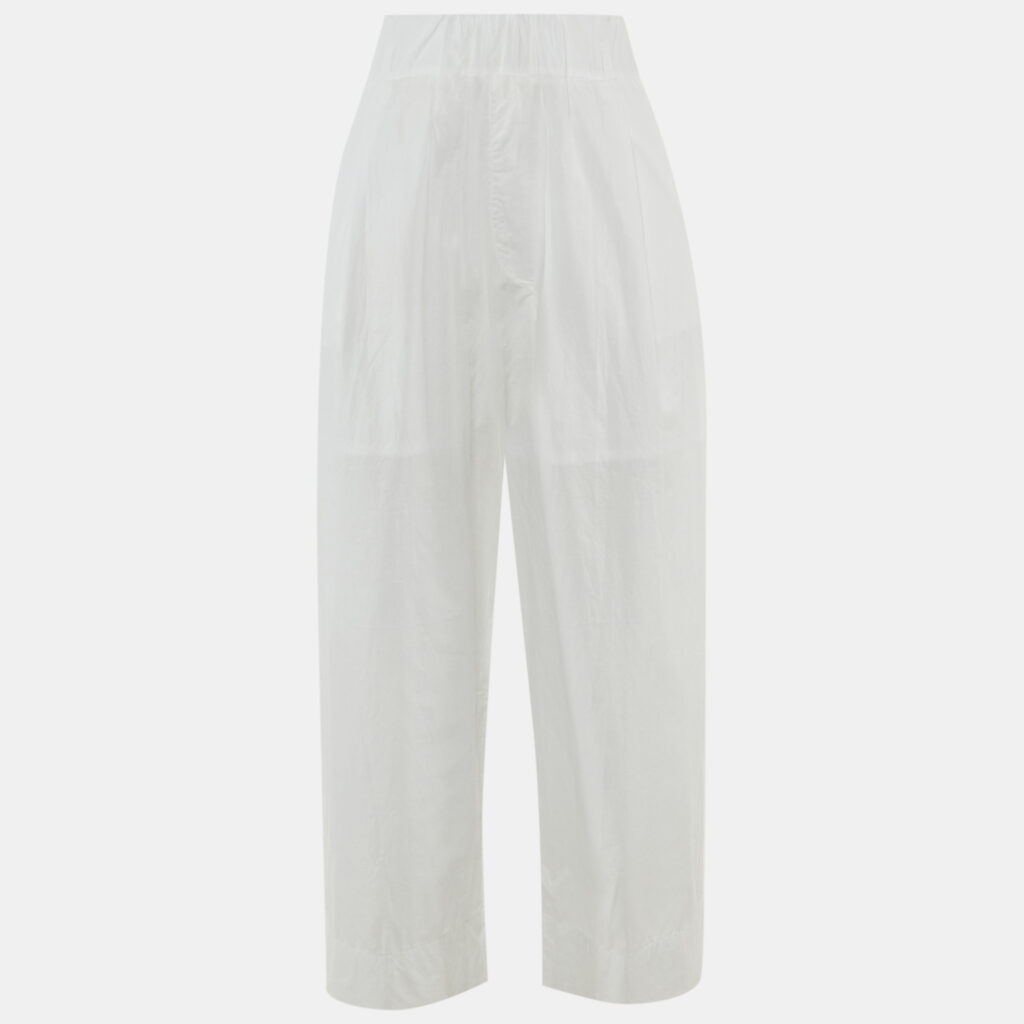 Emporio Armani White Cotton Blend Wide Leg Trousers M Emporio Armani White Cotton Blend Wide Leg Trousers M