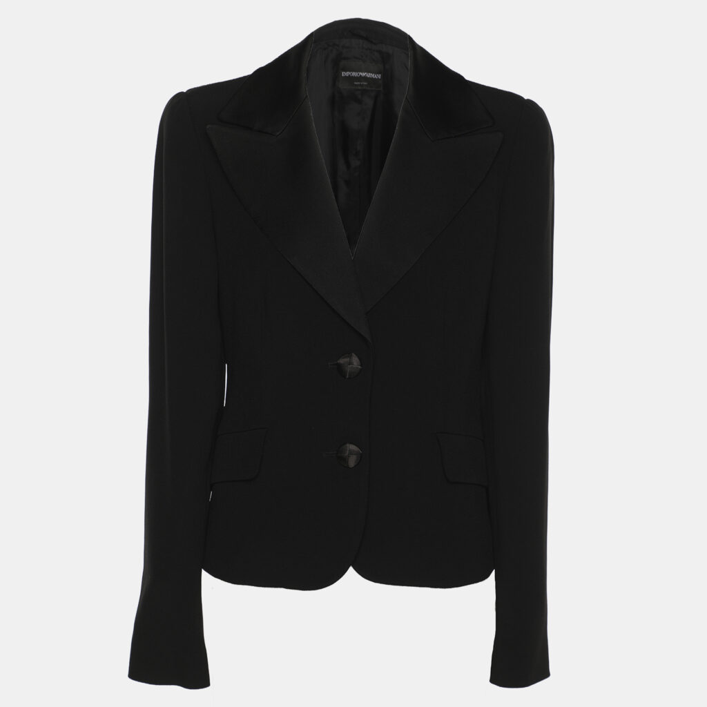 Emporio Armani Black Crepe Single Breasted Blazer S Emporio Armani Black Crepe Single Breasted Blazer S