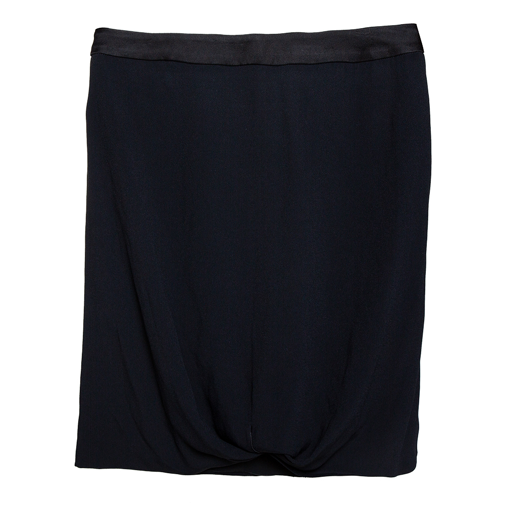 Emporio Armani Black Crepe Draped Knot Detail Mini Skirt S Emporio Armani Black Crepe Draped Knot Detail Mini Skirt S