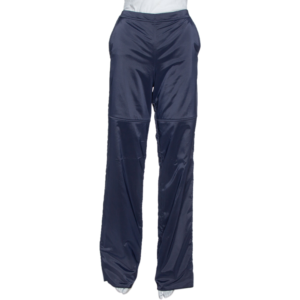 Emporio Armani Navy Blue Padded Wide Leg Pants M