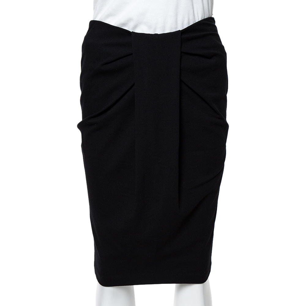Emporio Armani Black Jersey Pleat Front Pencil Skirt S Emporio Armani Black Jersey Pleat Front Pencil Skirt S