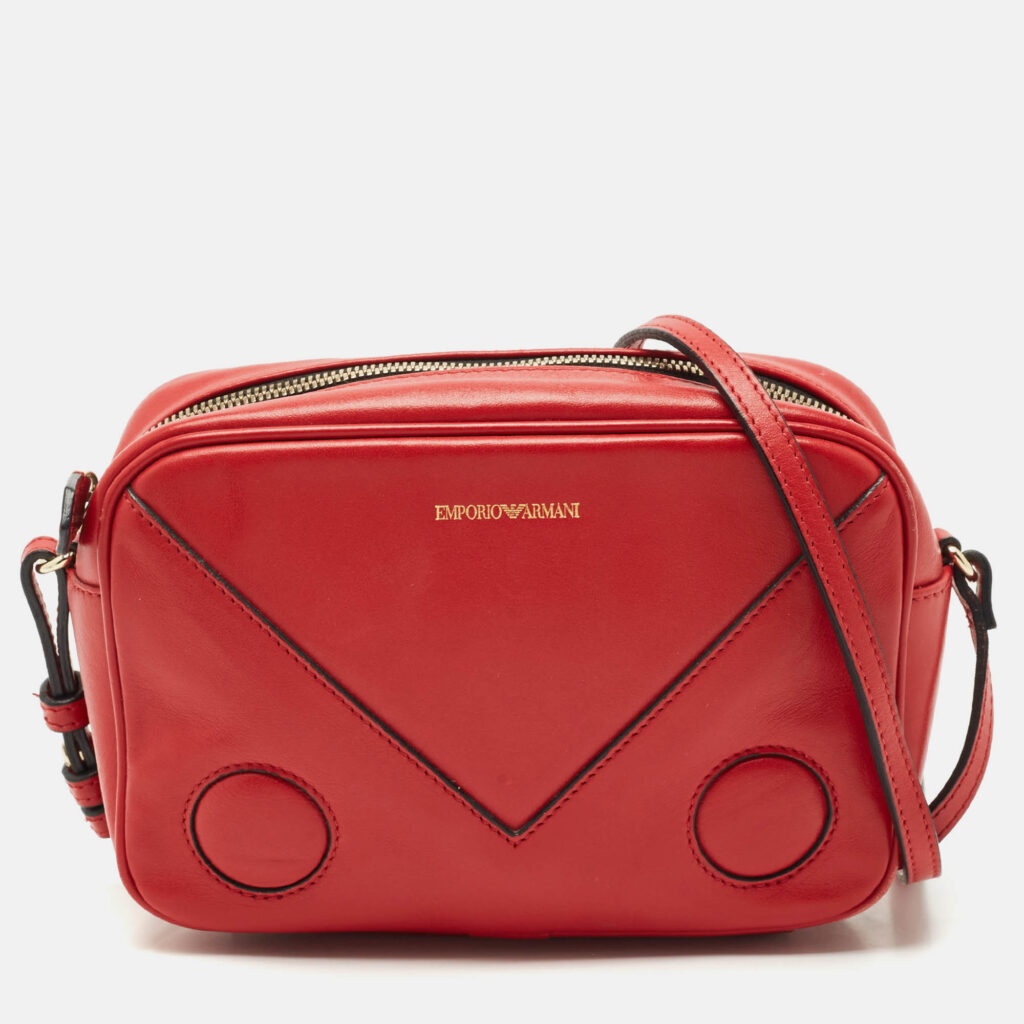Emporio Armani Red Leather Camera Crossbody Bag Emporio Armani Red Leather Camera Crossbody Bag