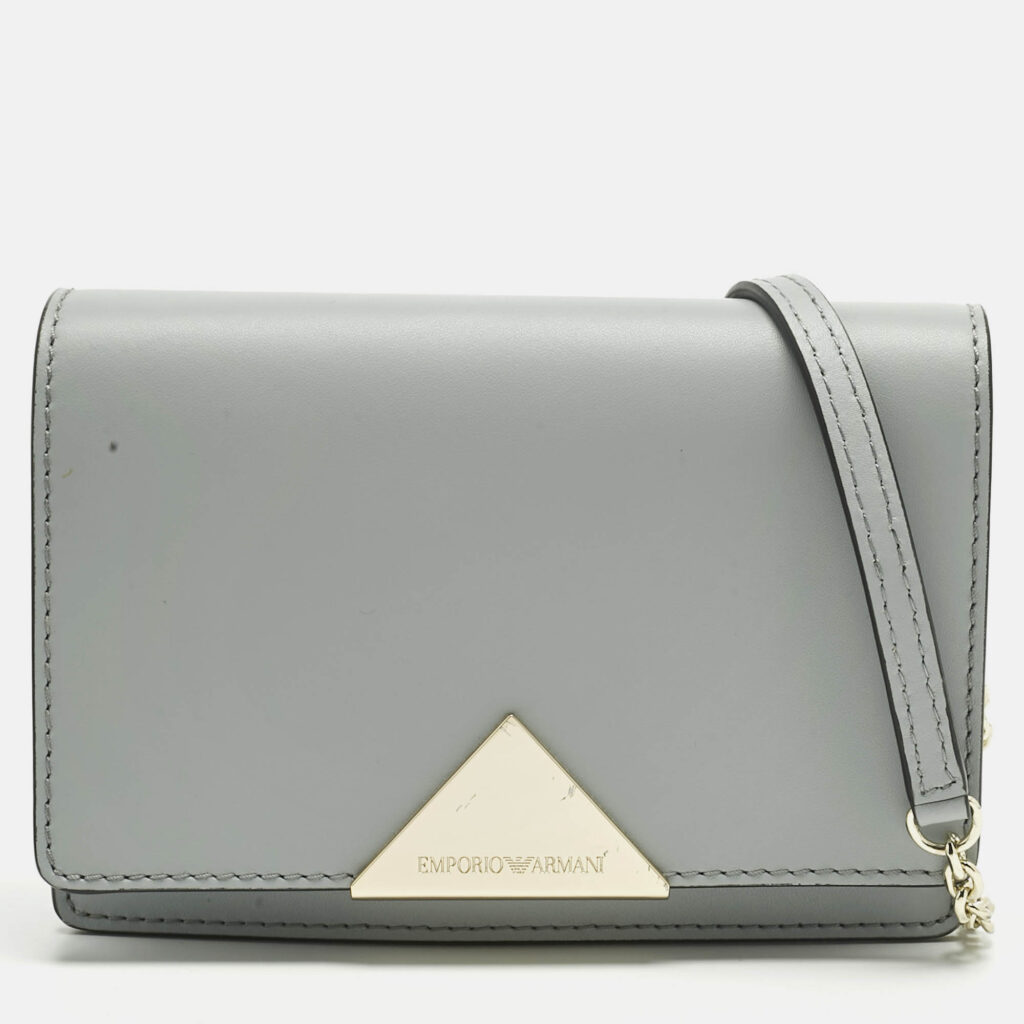 Emporio Armani Grey Leather Astrid Chain Crossbody Bag Emporio Armani Grey Leather Astrid Chain Crossbody Bag