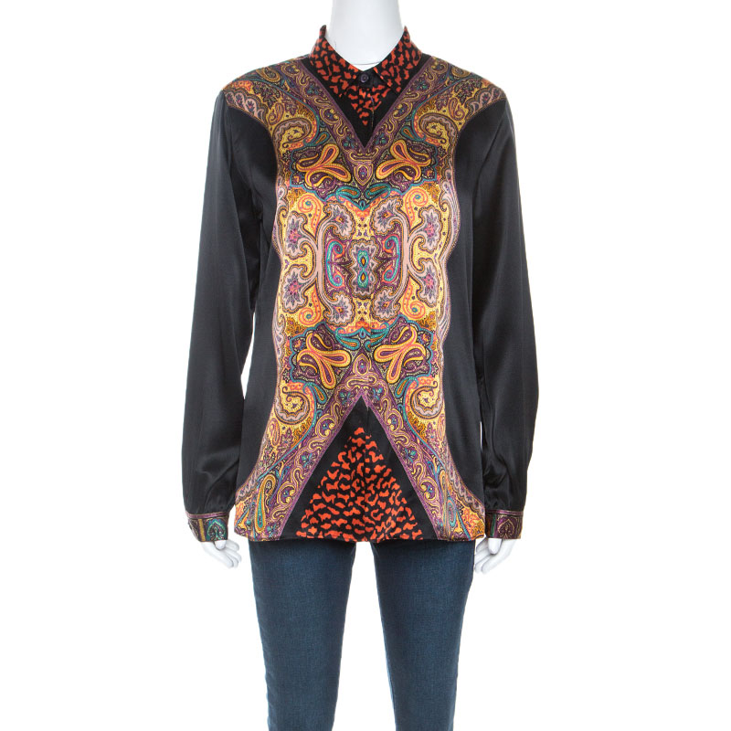 Etro Multicolor Paisley Print Silk Button Front Shirt M Etro Multicolor Paisley Print Silk Button Front Shirt M