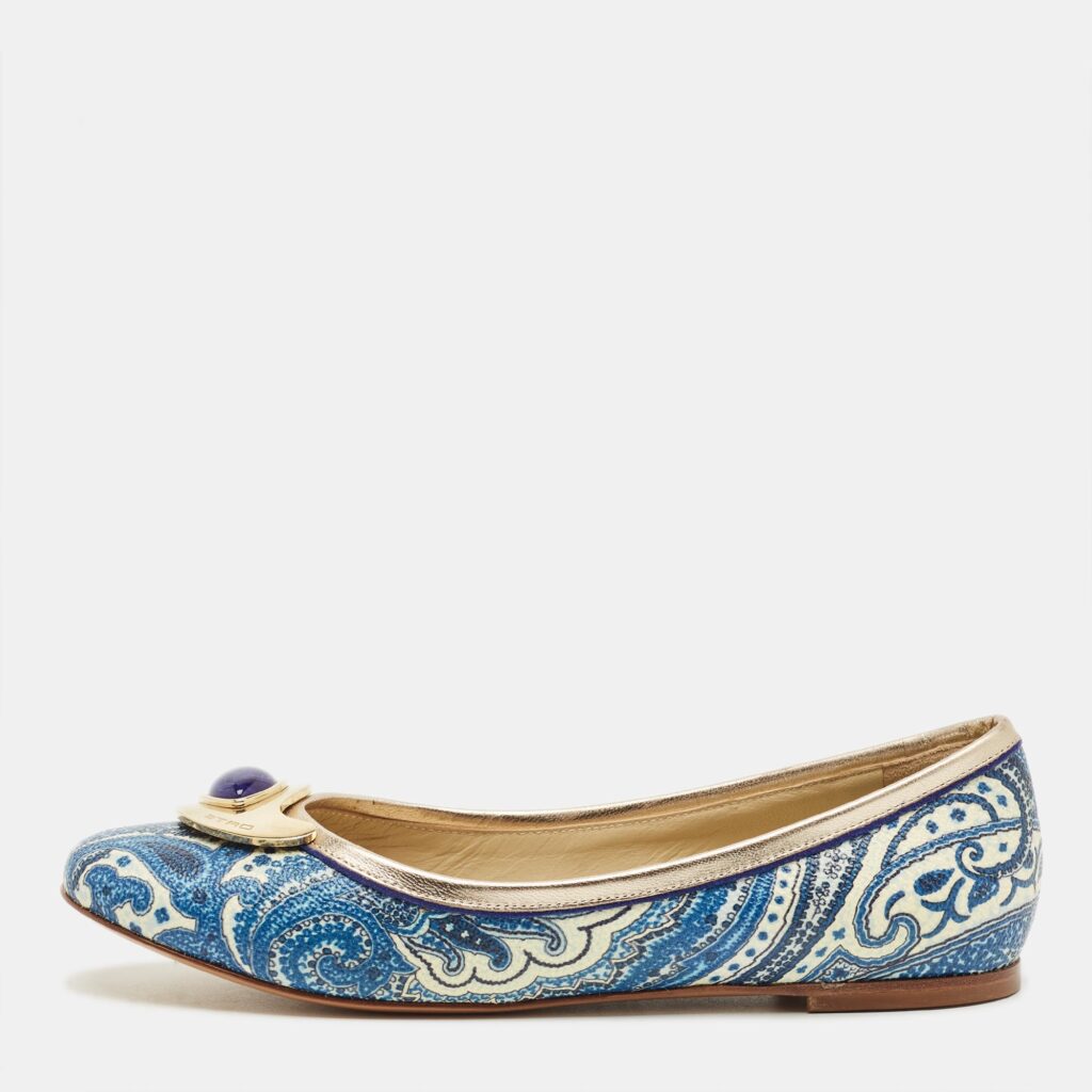 Etro Multicolor Paisley Coated Canvas and Leather Ballet Flats Size 36 Etro Multicolor Paisley Coated Canvas and Leather Ballet Flats Size 36
