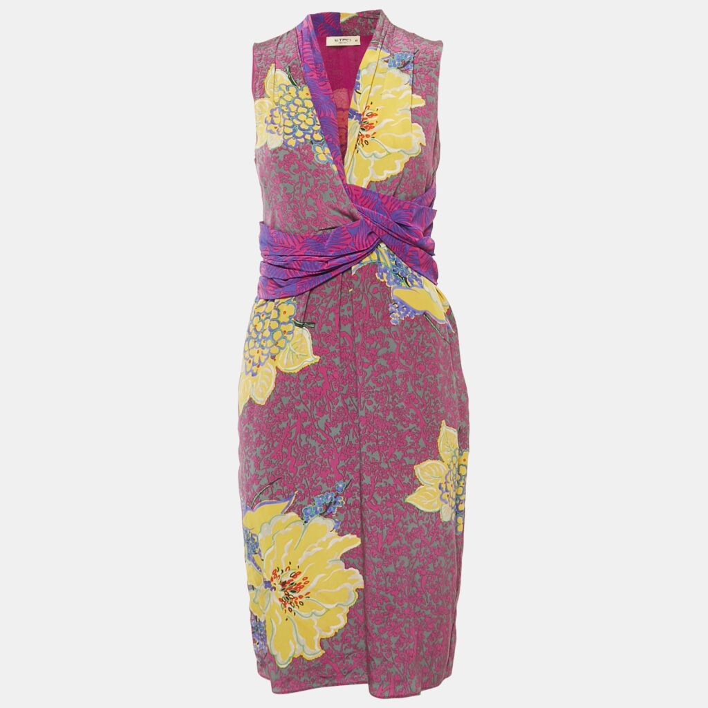 Etro Purple Printed Silk Sleeveless Short Dress M Etro Purple Printed Silk Sleeveless Short Dress M