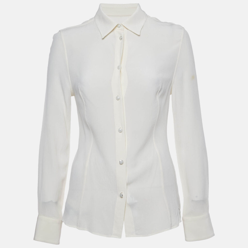Etro Cream Silk Full Sleeves Shirt M Etro Cream Silk Full Sleeves Shirt M