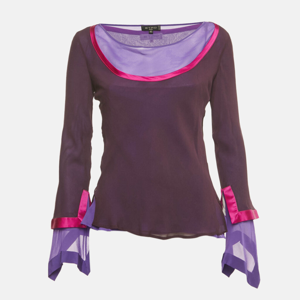 Etro Purple Silk Layered Silk Top M/L Etro Purple Silk Layered Silk Top M/L