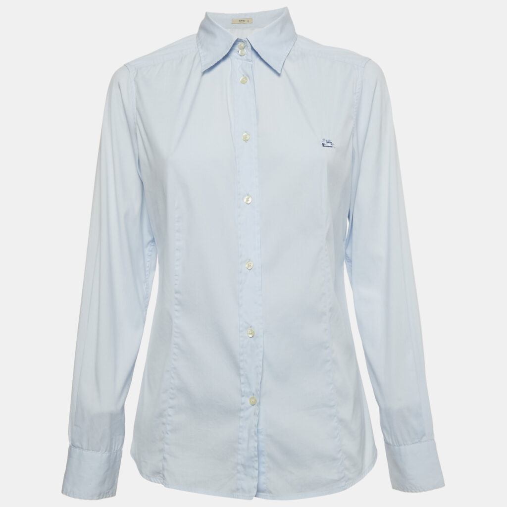 Etro Blue Cotton Long Sleeve Shirt M Etro Blue Cotton Long Sleeve Shirt M