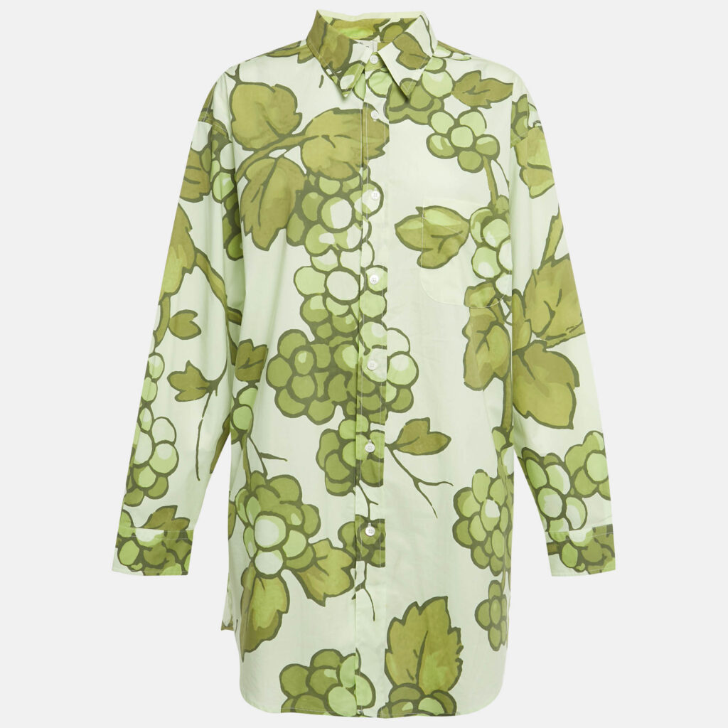 Etro Green Printed Cotton Button Front Oversized Shirt L Etro Green Printed Cotton Button Front Oversized Shirt L