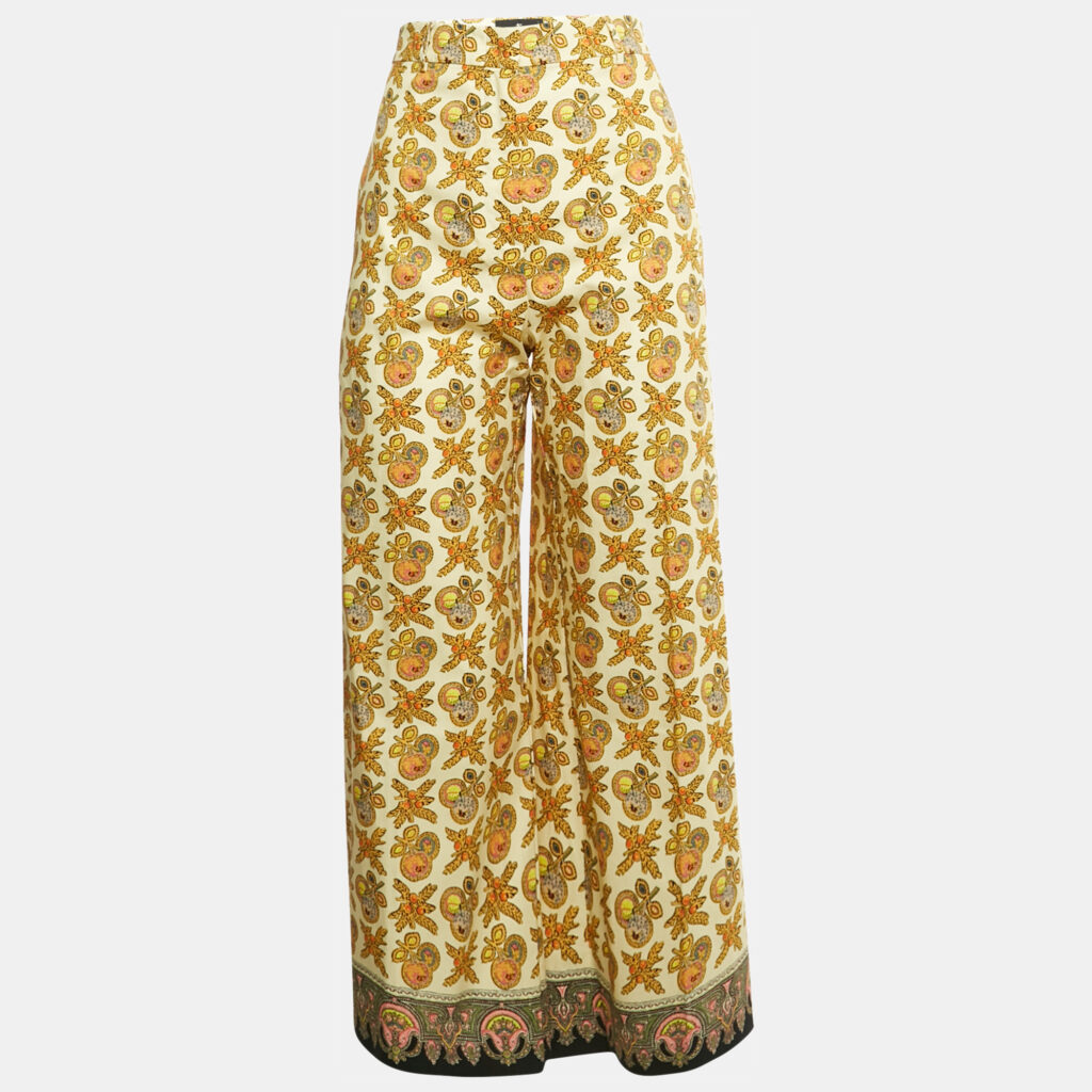 luxury-women-etro-used-clothes-p1224102-003-1.jpg Etro Yellow Printed Cotton Wide Leg Trousers M