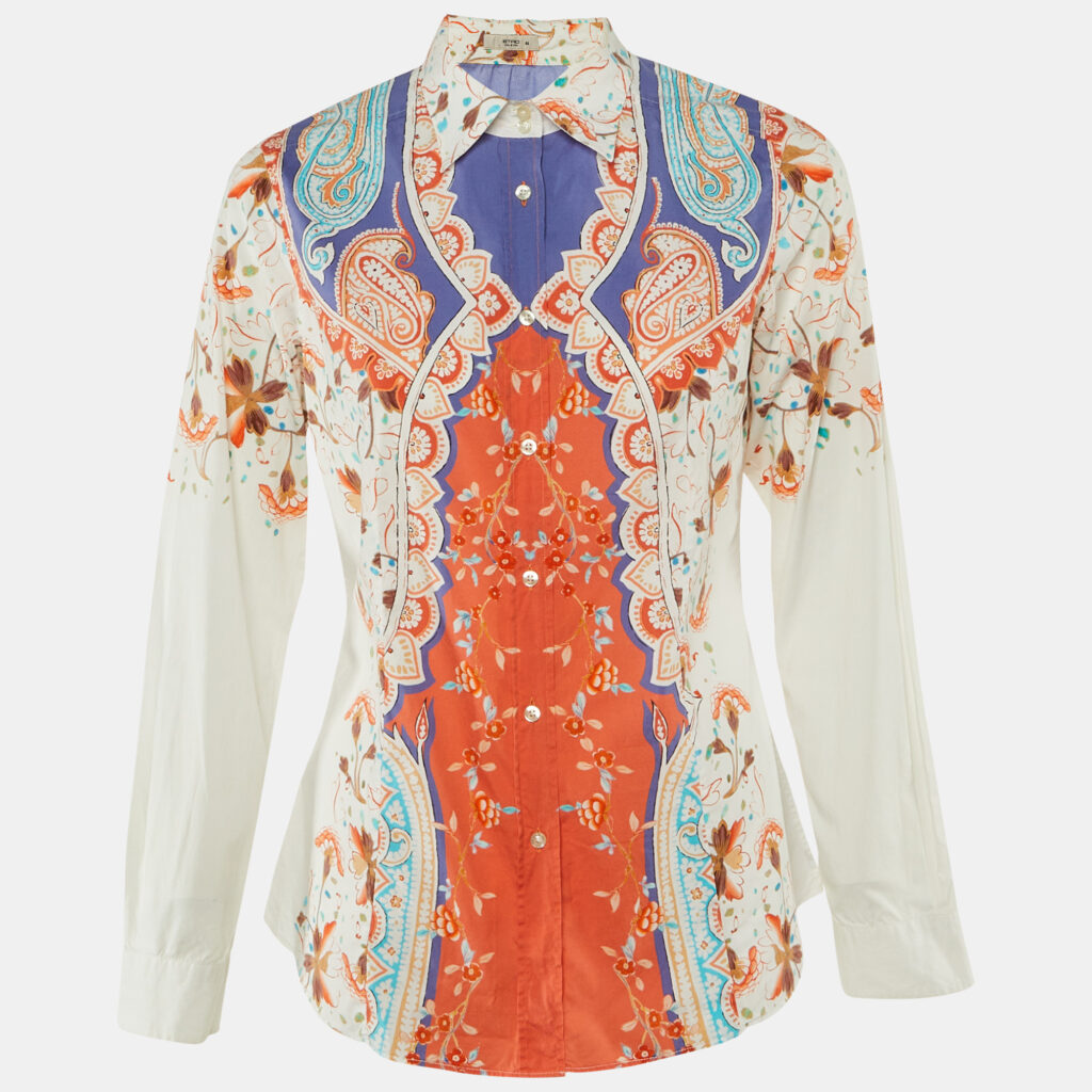 Etro Multicolor Paisley Print Cotton Button Front Shirt M