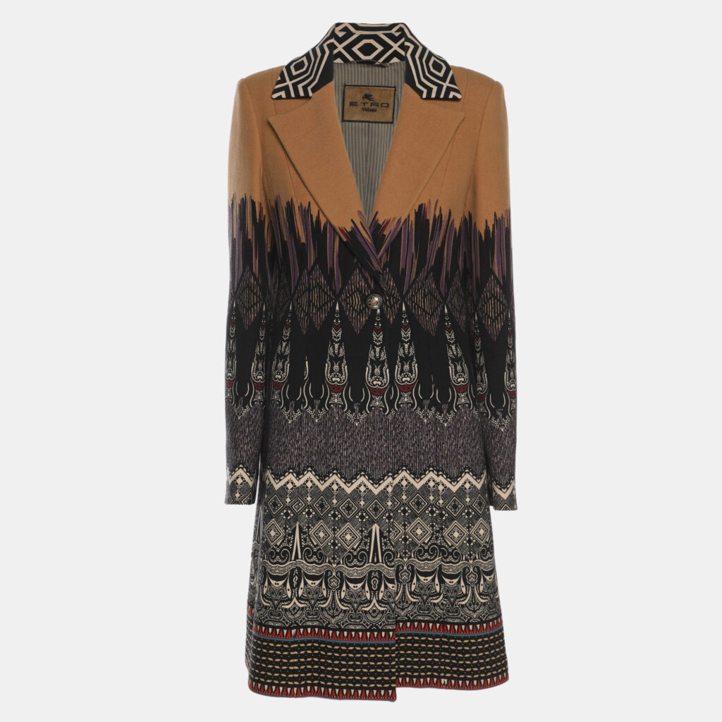 Etro Multicolor Printed Wool Coat M Etro Multicolor Printed Wool Coat M