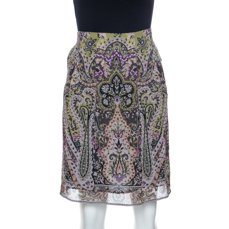 Etro Multicolor Paisley Print Silk Skirt S Etro Multicolor Paisley Print Silk Skirt S