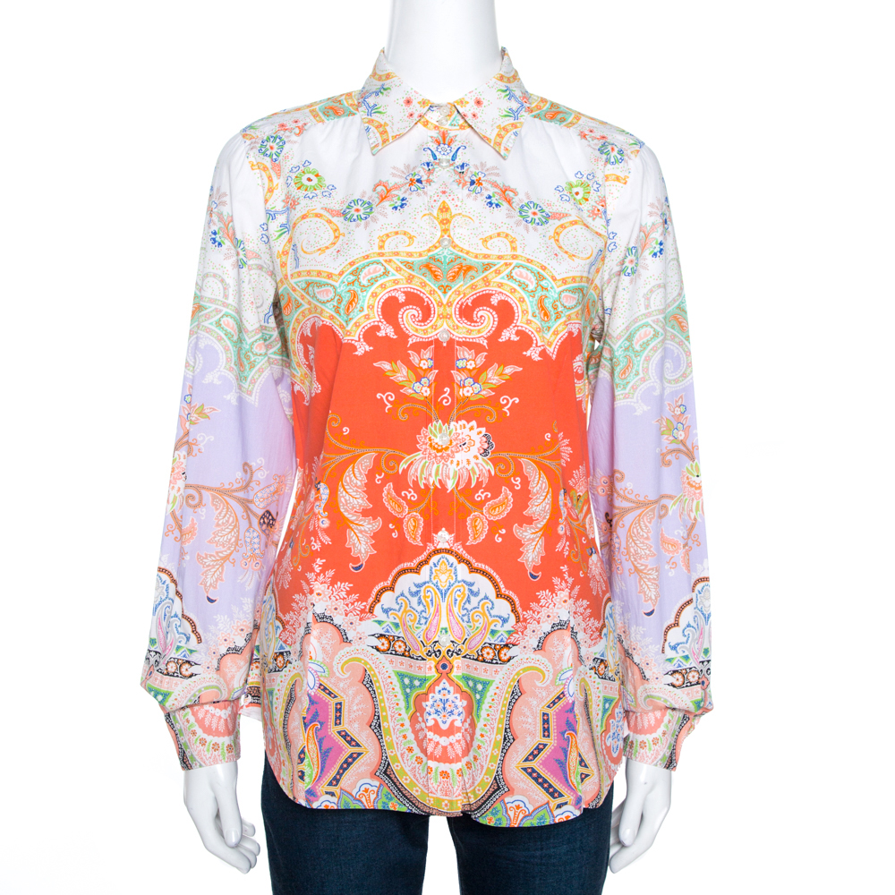 Etro Multicolor Paisley Printed Cotton Button Front Shirt M Etro Multicolor Paisley Printed Cotton Button Front Shirt M