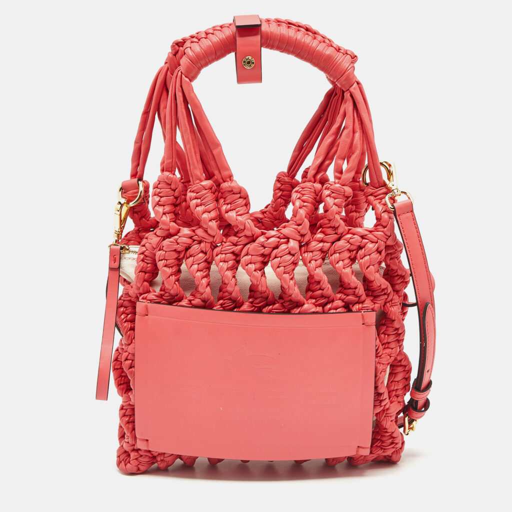 Etro Red Braided Woven Leather Tote Etro Red Braided Woven Leather Tote