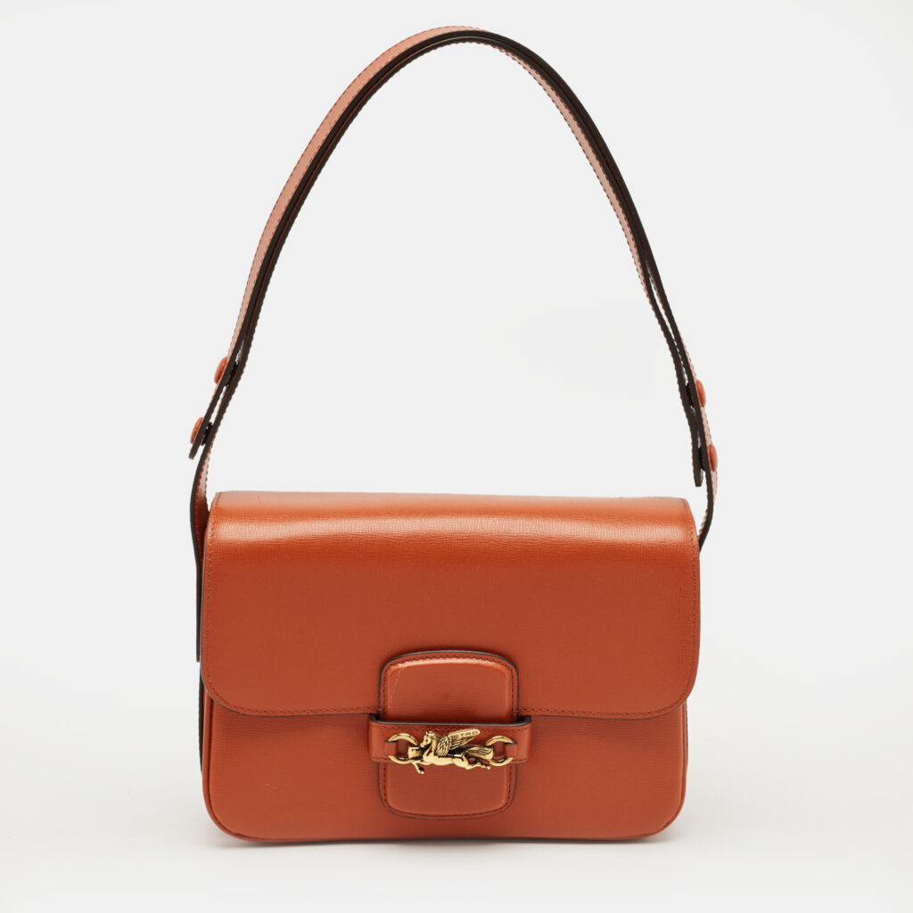 Etro Brick Brown Leather Pegaso Flap Shoulder Bag Etro Brick Brown Leather Pegaso Flap Shoulder Bag