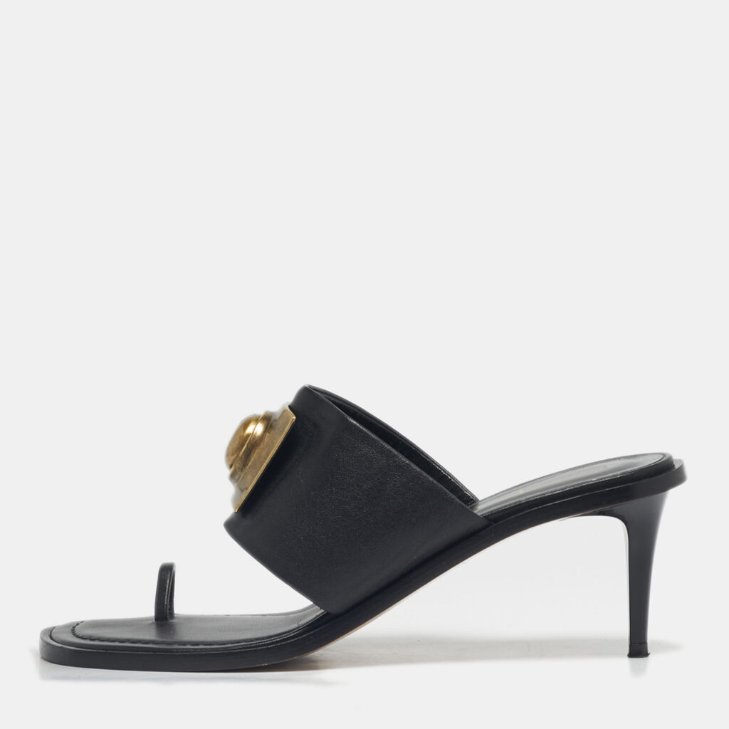 Etro Black Leather Slip On Slide Sandals Size 39
